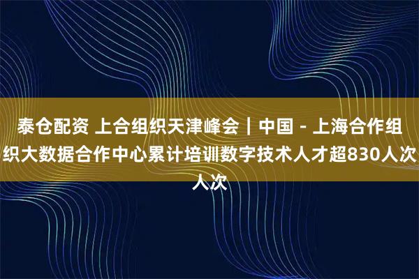 泰仓配资 上合组织天津峰会｜中国－上海合作组织大数据合作中心累计培训数字技术人才超830人次